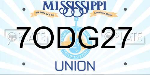 7ODG27 Mississippi License Plate