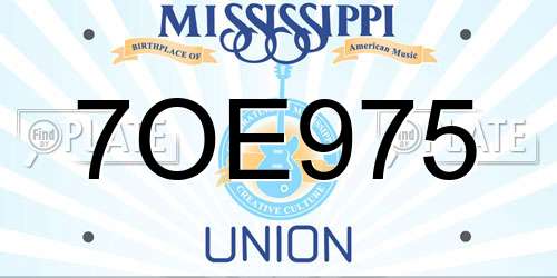7OE975 Mississippi License Plate