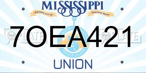 7OEA421 Mississippi License Plate