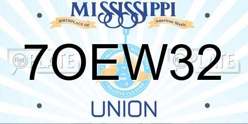 7OEW32 Mississippi License Plate