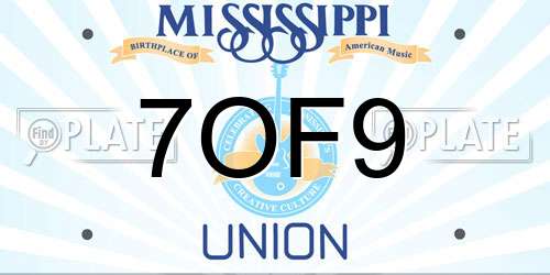 7OF9 Mississippi License Plate