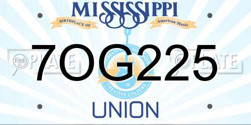 7OG225 Mississippi License Plate