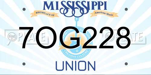 7OG228 Mississippi License Plate