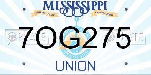 7OG275 Mississippi License Plate
