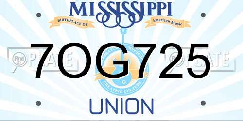 7OG725 Mississippi License Plate