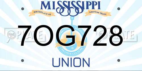 7OG728 Mississippi License Plate