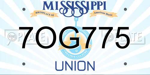 7OG775 Mississippi License Plate