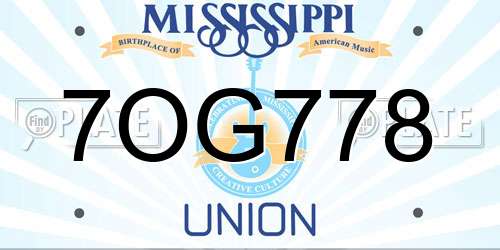 7OG778 Mississippi License Plate