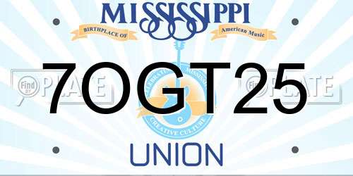 7OGT25 Mississippi License Plate