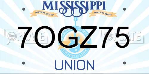 7OGZ75 Mississippi License Plate