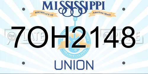 7OH2148 Mississippi License Plate
