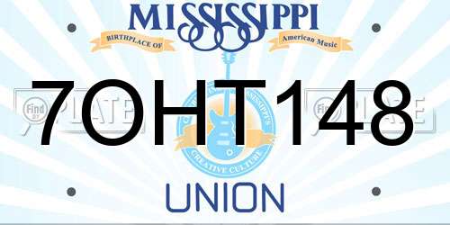7OHT148 Mississippi License Plate