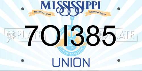 7OI385 Mississippi License Plate