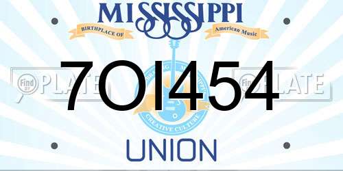 7OI454 Mississippi License Plate