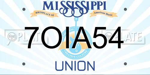 7OIA54 Mississippi License Plate
