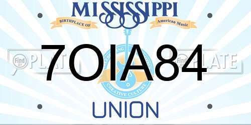7OIA84 Mississippi License Plate