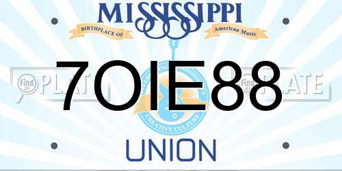 7OIE88 Mississippi License Plate