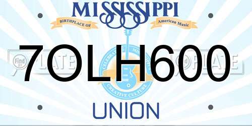 7OLH600 Mississippi License Plate