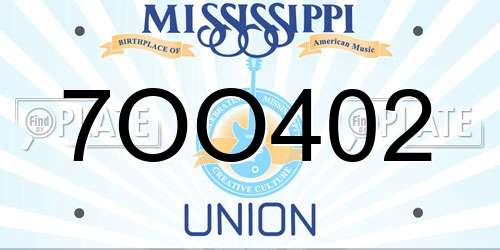 7OO402 Mississippi License Plate