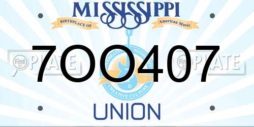 7OO407 Mississippi License Plate