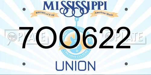 7OO622 Mississippi License Plate