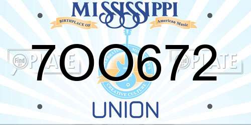 7OO672 Mississippi License Plate