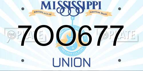 7OO677 Mississippi License Plate