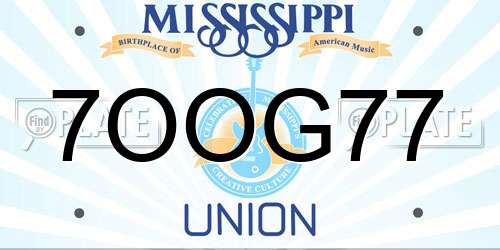 7OOG77 Mississippi License Plate