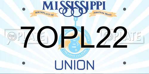 7OPL22 Mississippi License Plate
