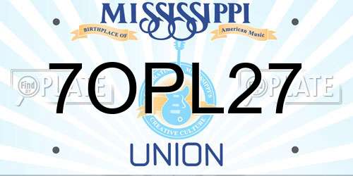 7OPL27 Mississippi License Plate