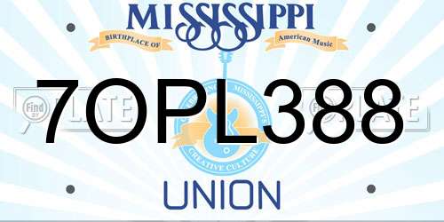 7OPL388 Mississippi License Plate