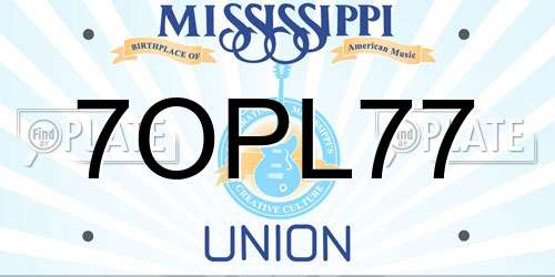 7OPL77 Mississippi License Plate