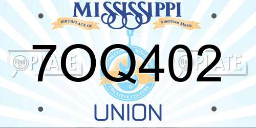 7OQ402 Mississippi License Plate