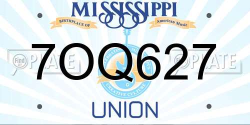 7OQ627 Mississippi License Plate