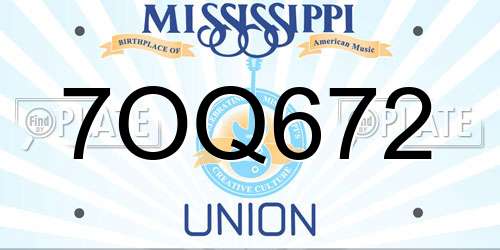 7OQ672 Mississippi License Plate