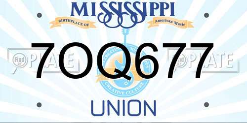 7OQ677 Mississippi License Plate