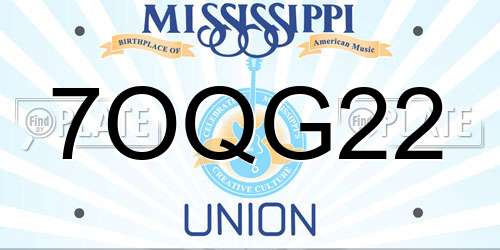 7OQG22 Mississippi License Plate