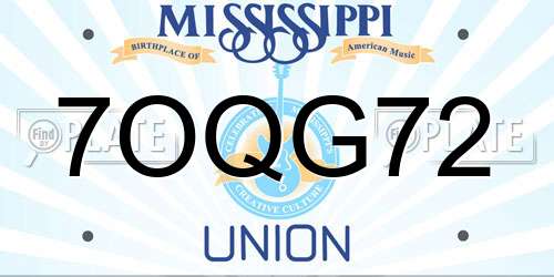 7OQG72 Mississippi License Plate