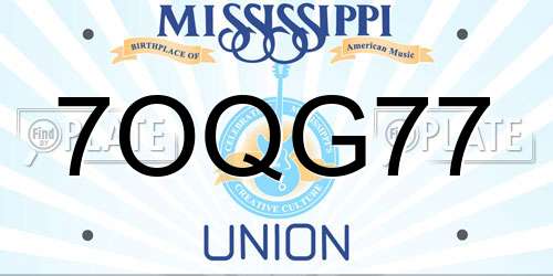 7OQG77 Mississippi License Plate