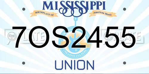 7OS2455 Mississippi License Plate