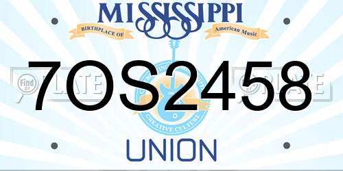 7OS2458 Mississippi License Plate