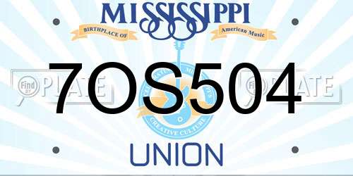7OS504 Mississippi License Plate