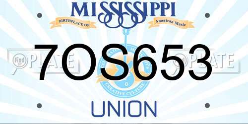 7OS653 Mississippi License Plate