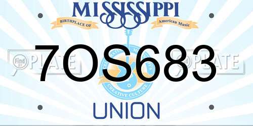 7OS683 Mississippi License Plate