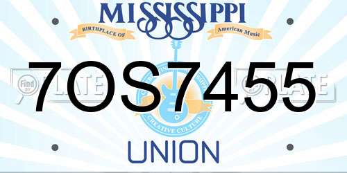 7OS7455 Mississippi License Plate