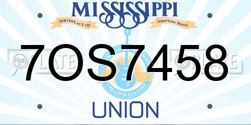 7OS7458 Mississippi License Plate