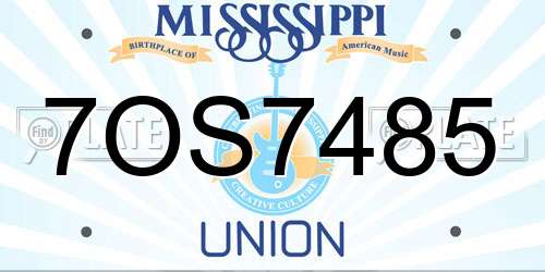 7OS7485 Mississippi License Plate