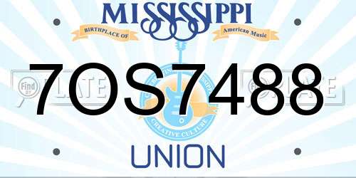7OS7488 Mississippi License Plate