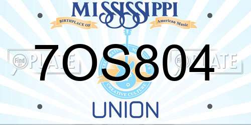 7OS804 Mississippi License Plate