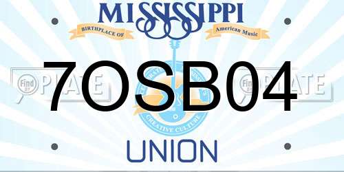 7OSB04 Mississippi License Plate